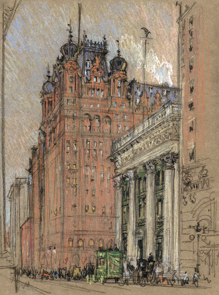 Detail of Waldorf Astoria Hotel by Joseph Pennell