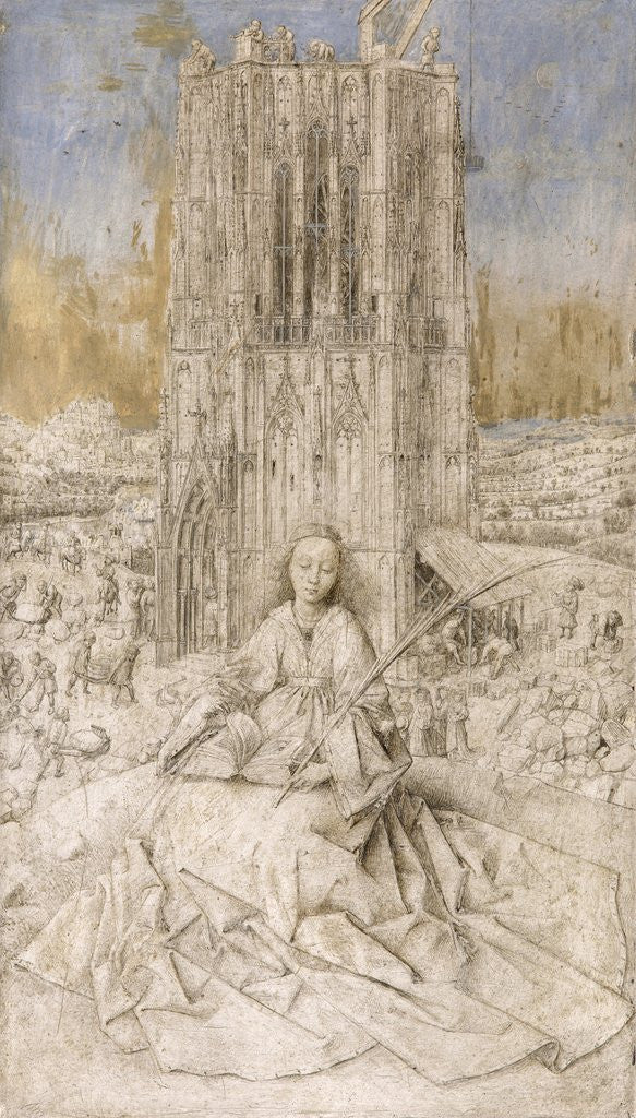 Detail of Saint Barbara by Jan van Eyck