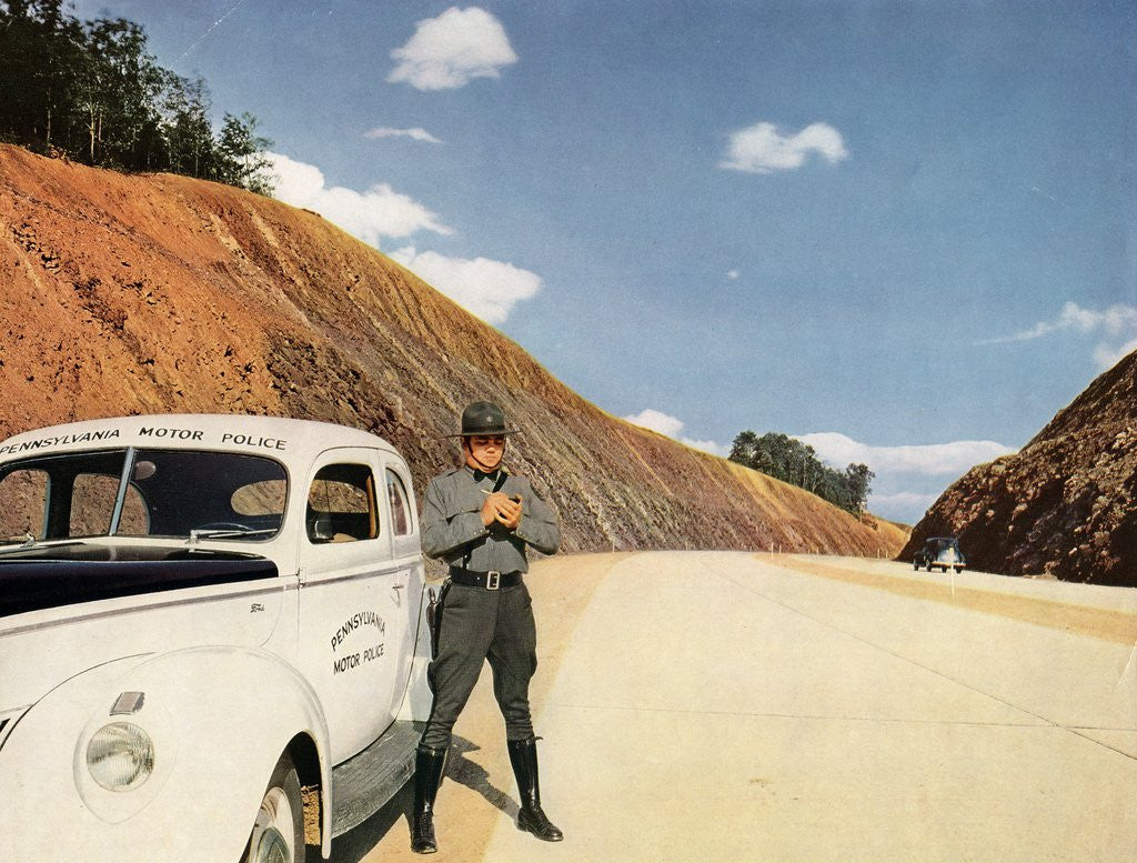 Detail of Policeman writing speeding ticket by Anonymous