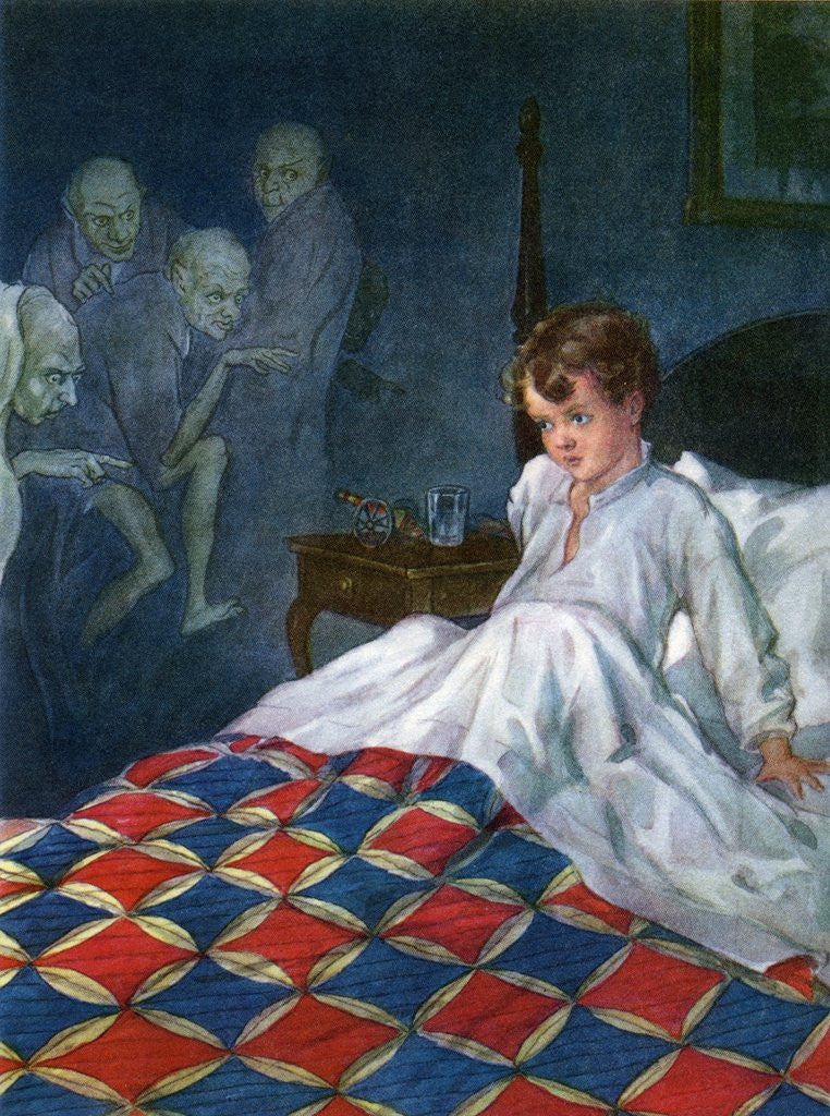 Detail of Boy awakened by nightmare