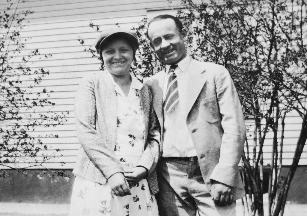 Detail of Happy young couple, ca. 1930. by Anonymous