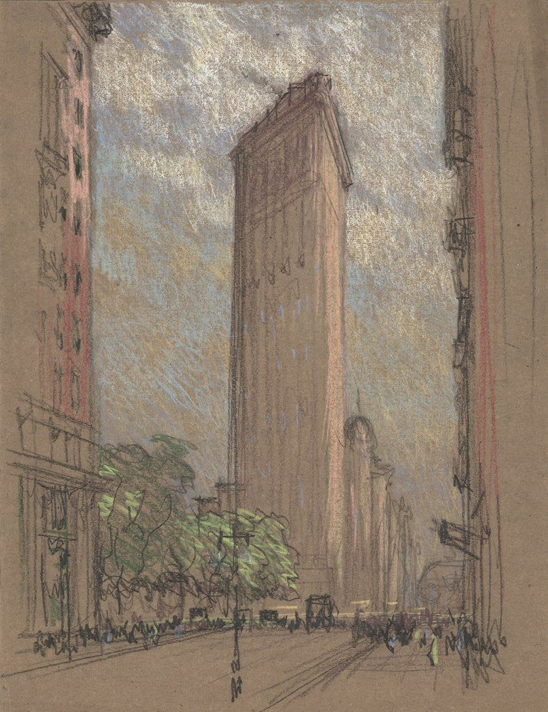 Detail of The Flatiron Building from Fifth Avenue and Twenty-Seventh Street, New York City by Joseph Pennell