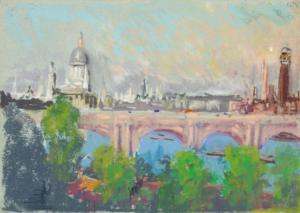 Detail of London Over Waterloo Bridge by Joseph Pennell