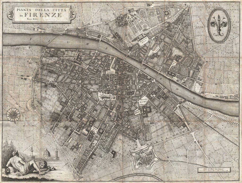 Detail of Map of the City of Florence by Giuseppe Molini