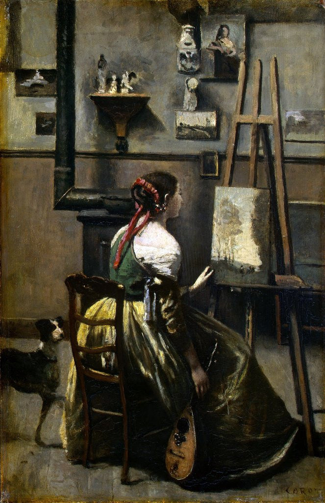 Detail of The Artist's Studio by Jean-Baptiste-Camille Corot