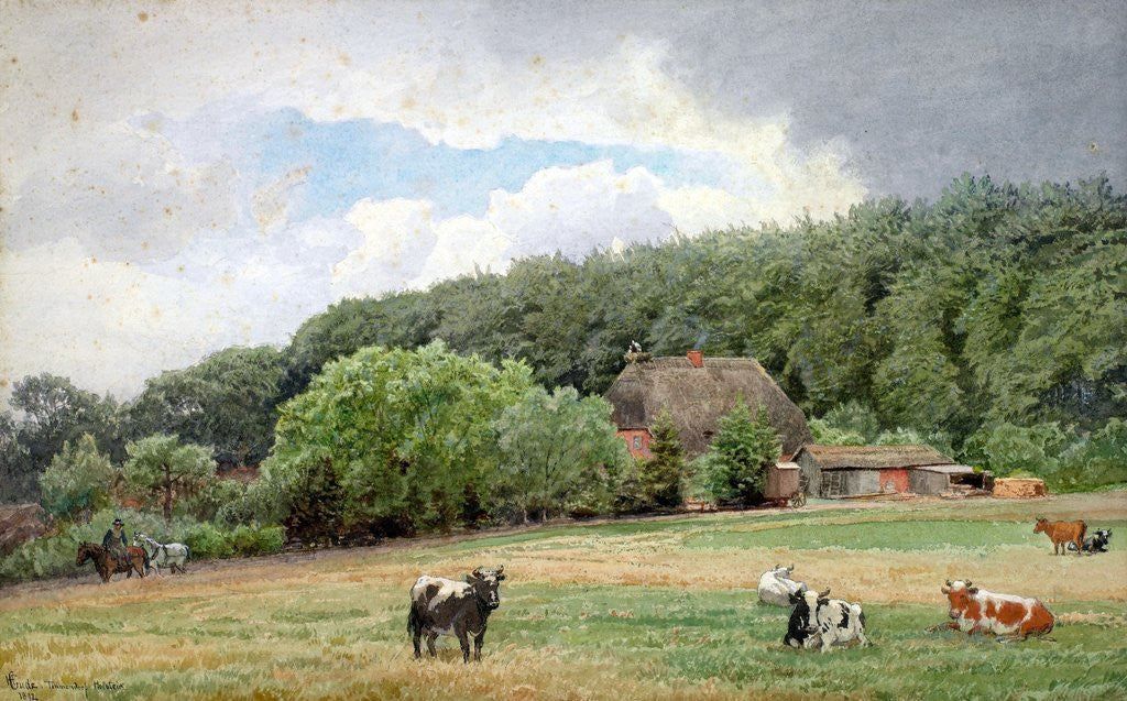 Detail of Holstein Cattle in a Field, Timmendorf, Germany by Hans Fredrik Gude