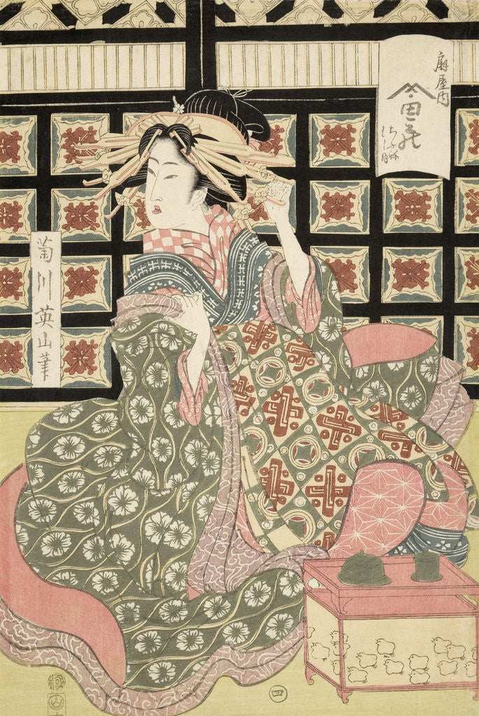 Detail of Courtesan of the Ogiva Brothel by Kikugawa Eizan