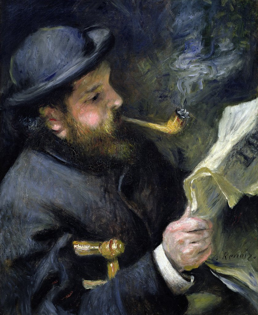 Detail of Claude Monet Reading a Newspaper by Pierre-Auguste Renoir