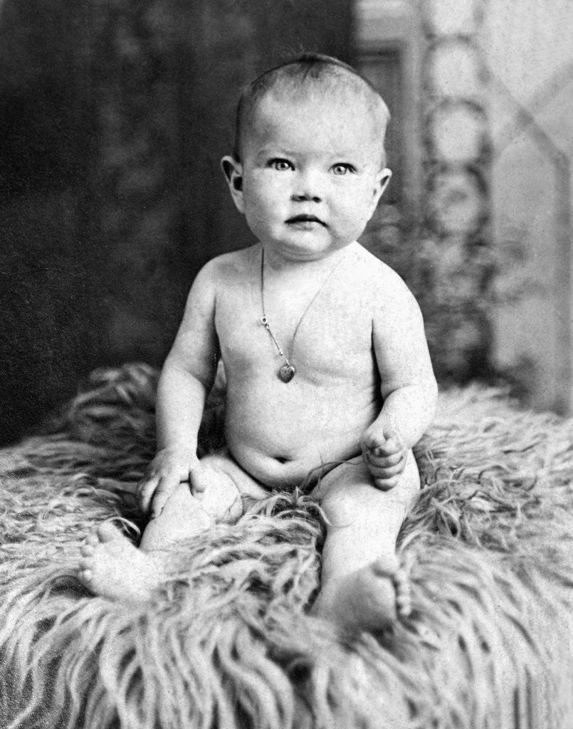 Detail of One year old baby girl portrait, ca. 1919. by Anonymous
