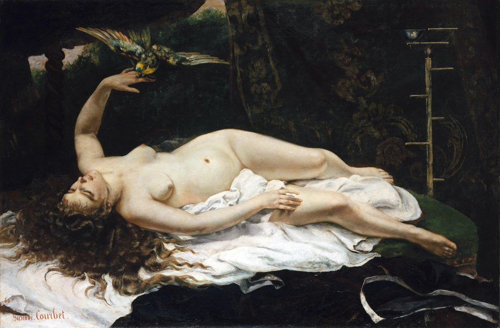 Detail of Woman with a Parrot by Gustave Courbet