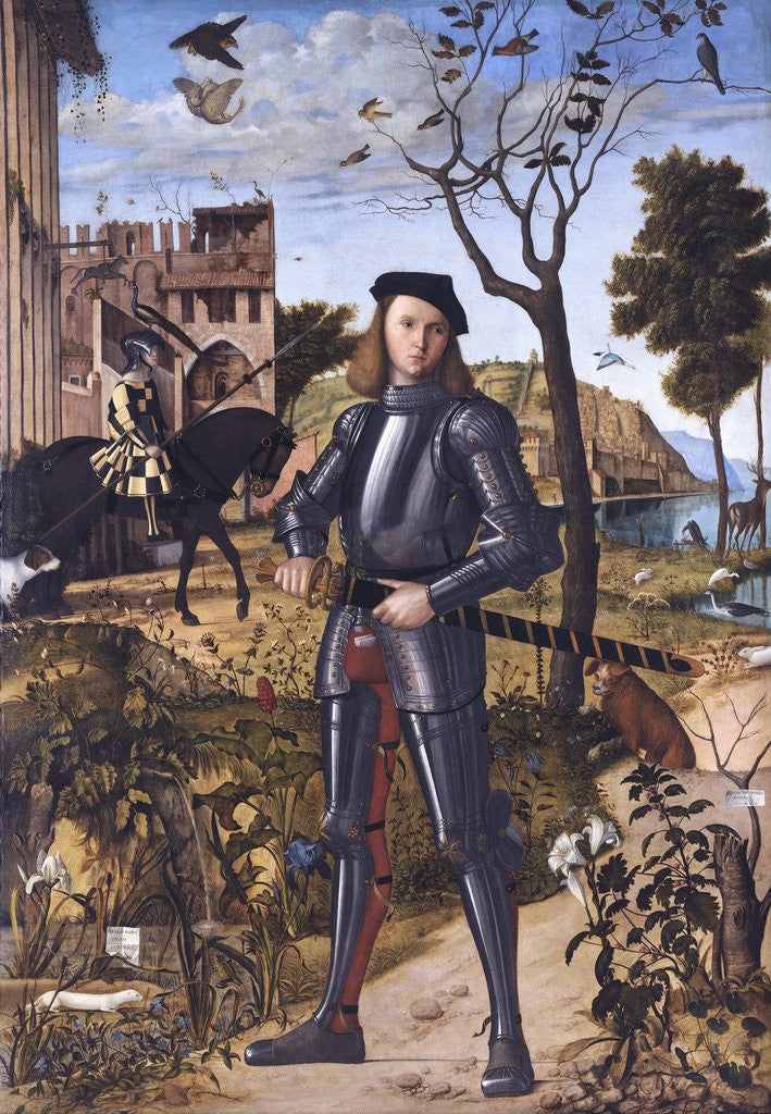Detail of Young Knight in a Landscape (Portrait of a Knight) by Vittore Carpaccio