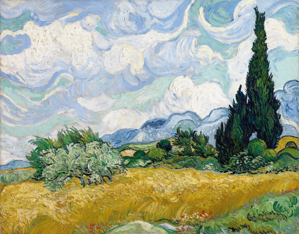 Detail of Wheat Field with Cypresses by Vincent Van Gogh