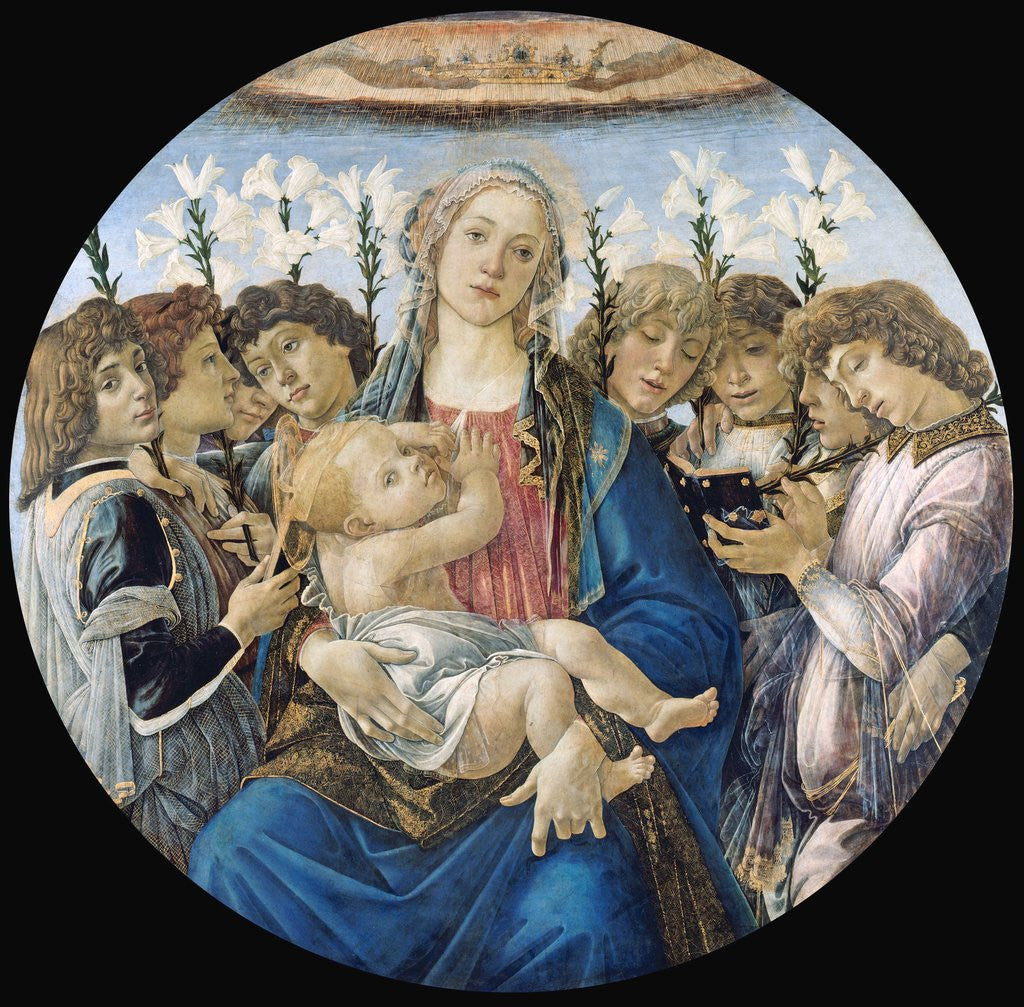 Detail of Virgin and Child with Eight Angels by Sandro Botticelli
