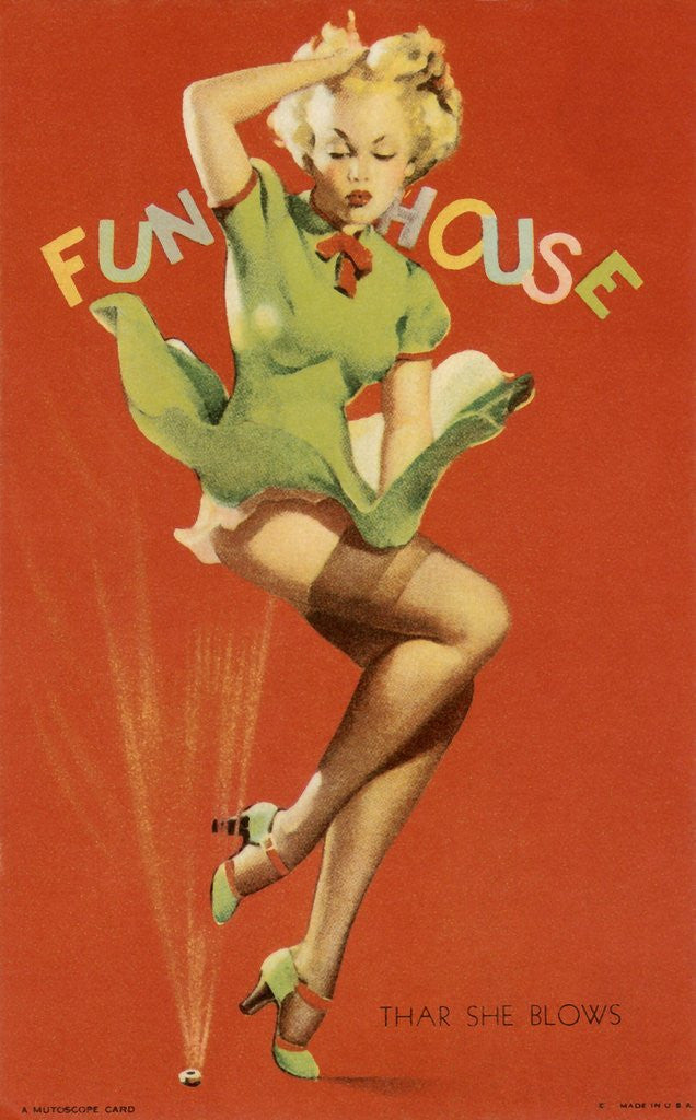 Detail of Woman with dress blowing in blast of air by Anonymous