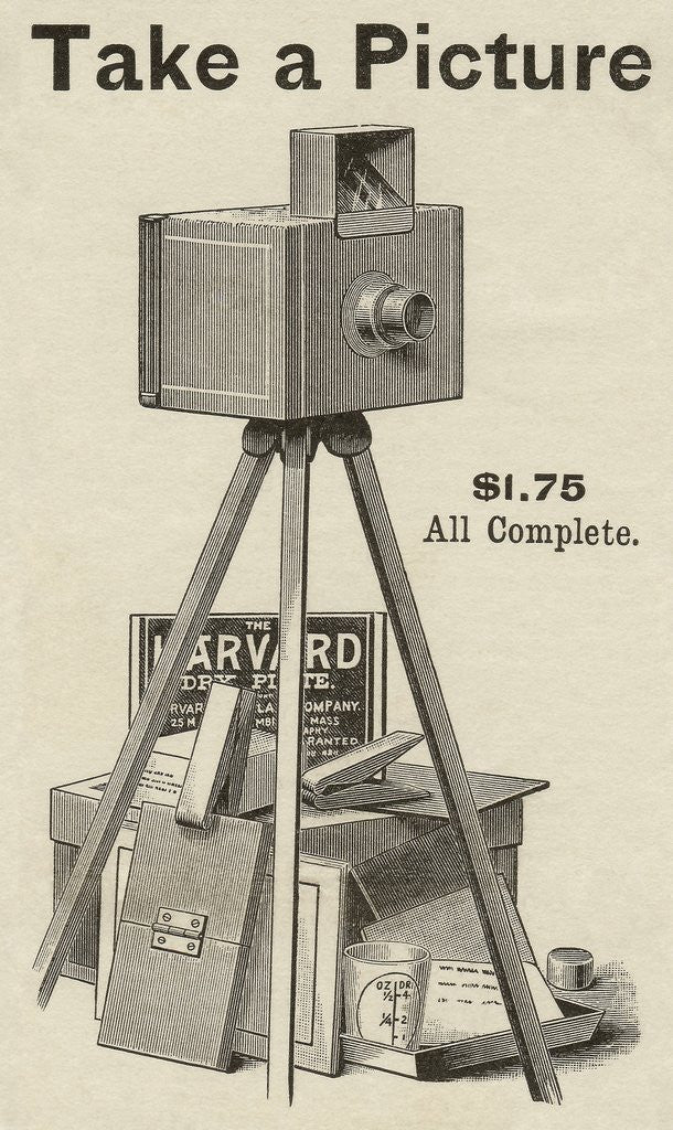 Detail of Victorian advertisement for Harvard camera by Anonymous