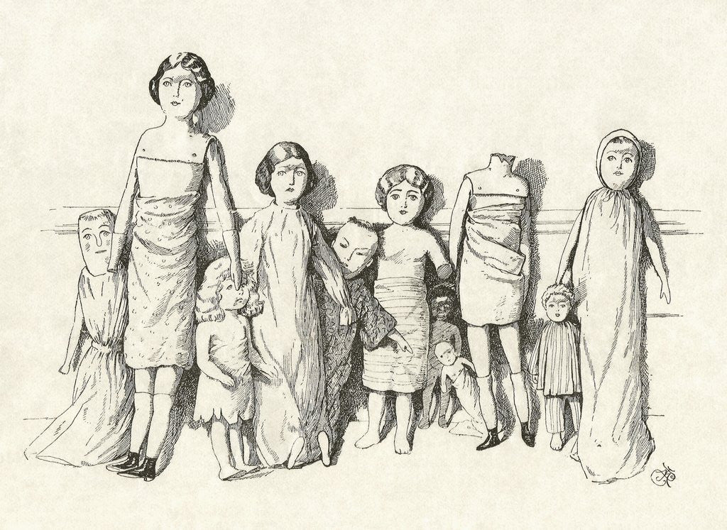 Detail of Victorian engraving of dolls by Anonymous