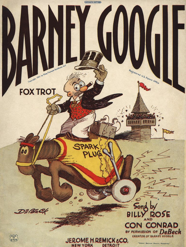 Detail of Barney Google fox trot sheet music cover by Anonymous