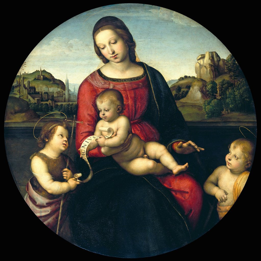 Detail of Tondo of the Virgin and Child with John the Baptist and a Holy Boy (The Madonna Terrranuova) by Raphael
