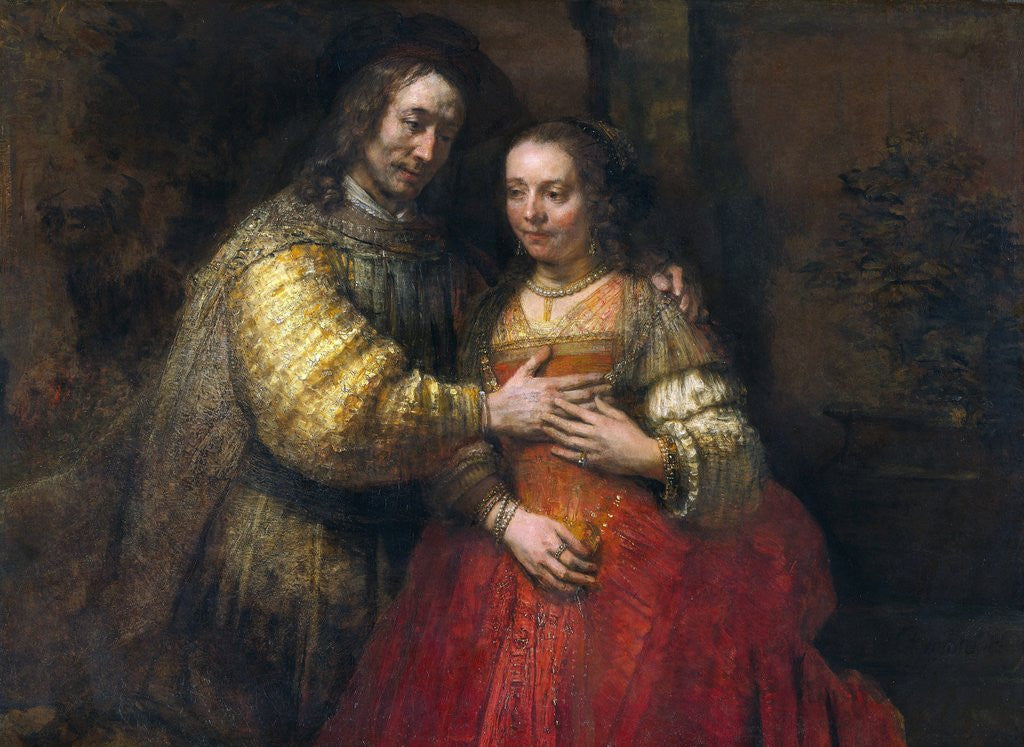 Detail of Portrait of a Couple as Figures from the Old Testament (The Jewish Bride) by Rembrandt van Rijn