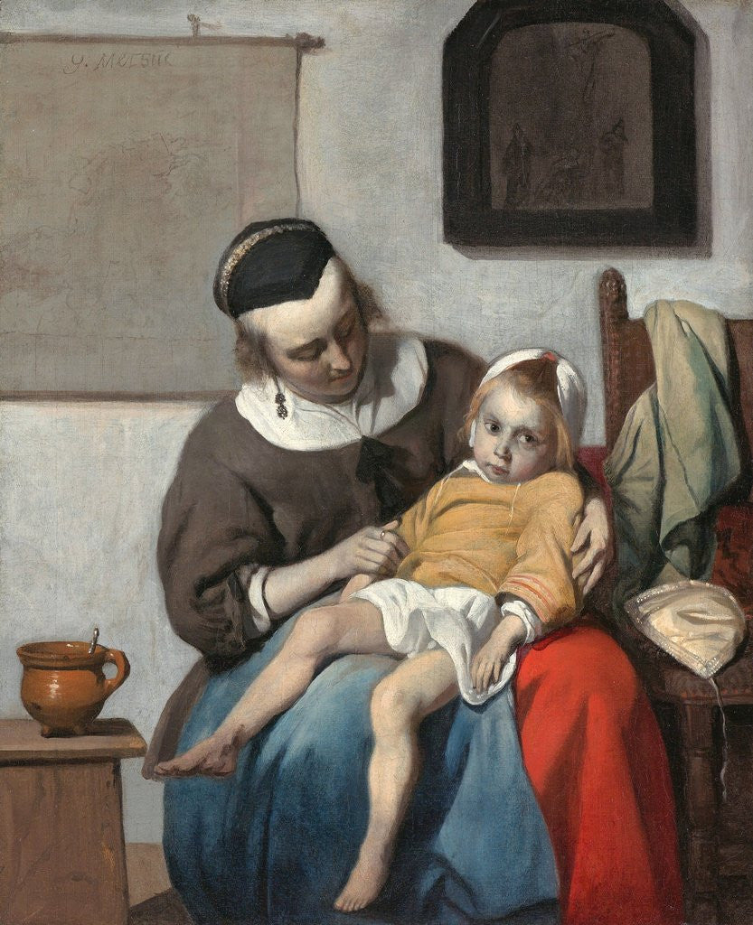 Detail of The Sick Child by Gabriel Metsu