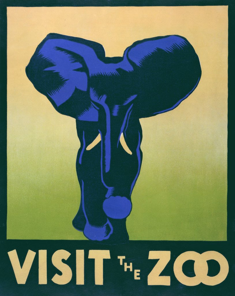 Detail of Visit the Zoo poster with elephant by Anonymous