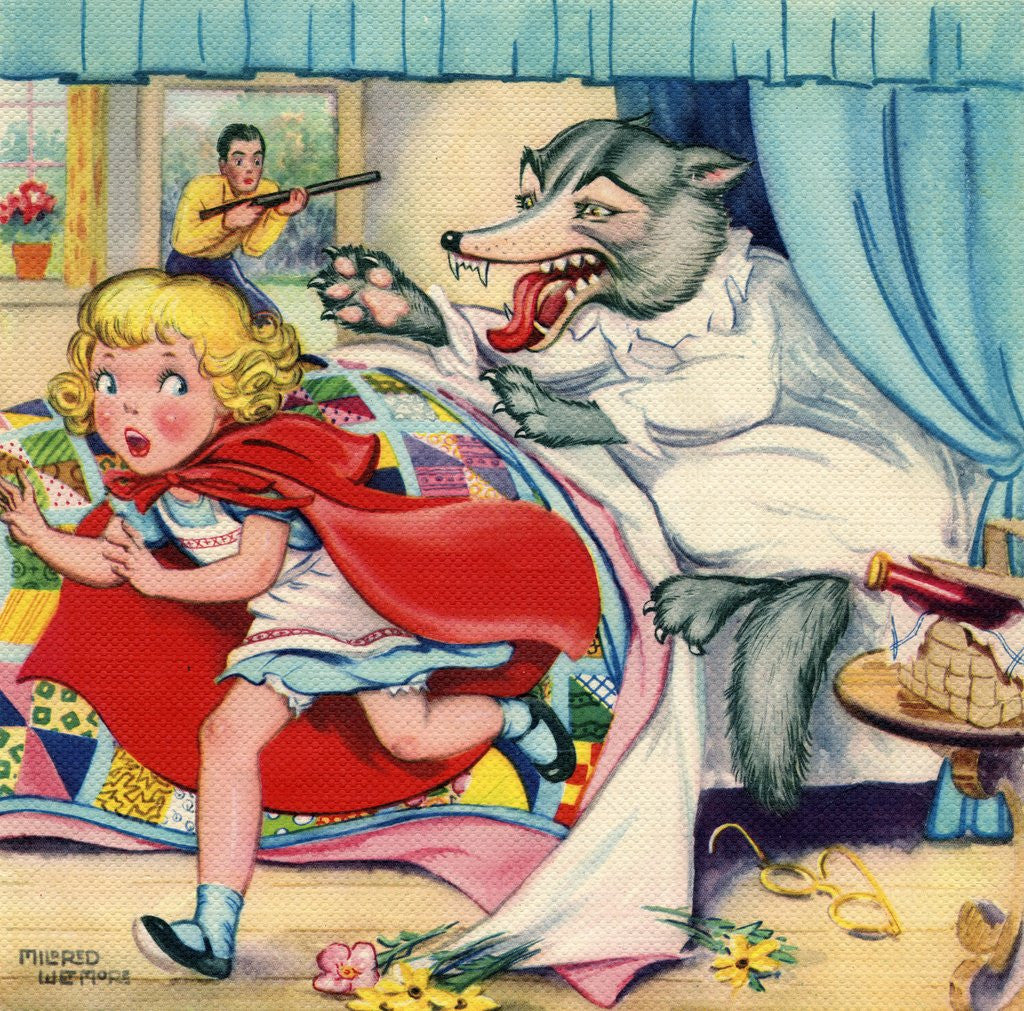 Big Bad Wolf attacking Little Red Riding Hood by Corbis