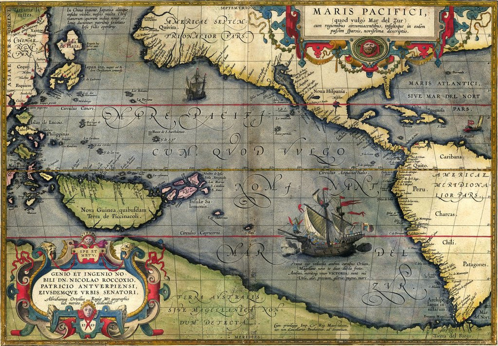 Detail of Map of the Pacific Ocean by Abraham Ortelius