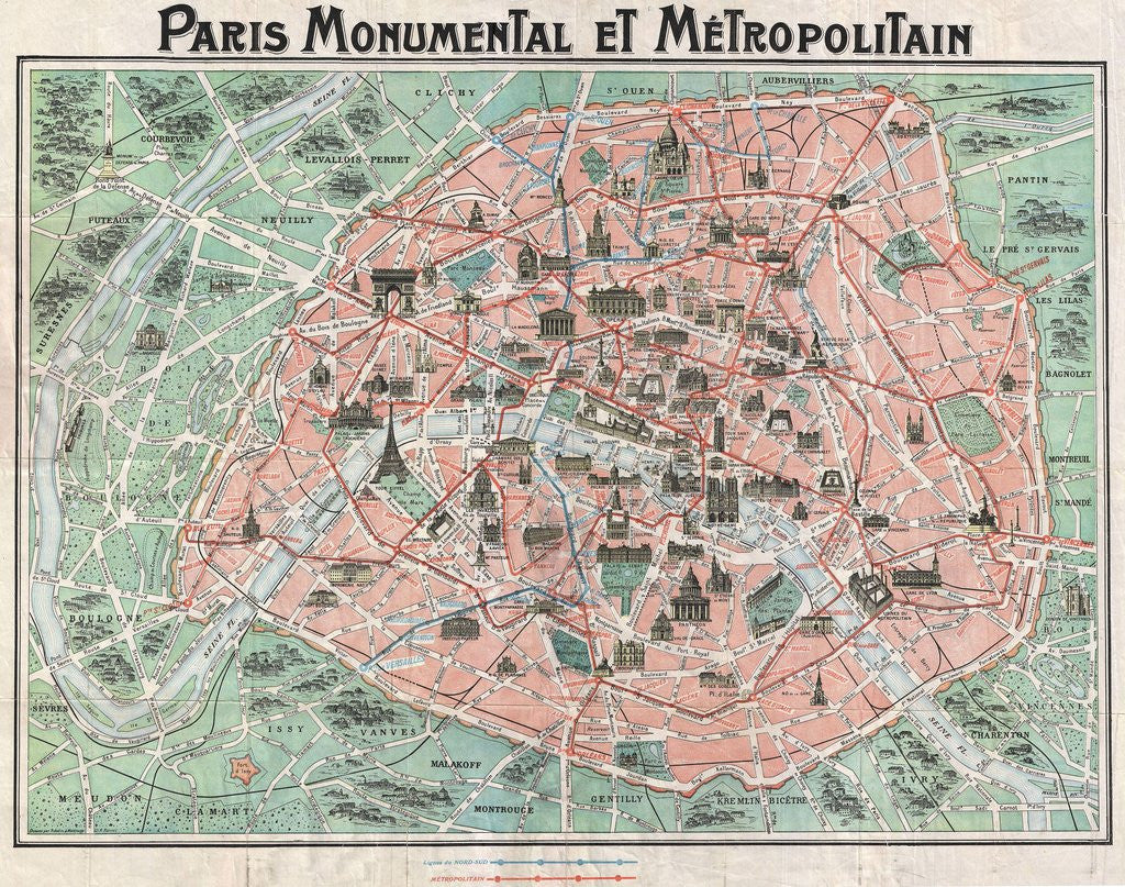 Detail of Map of Paris by Anonymous