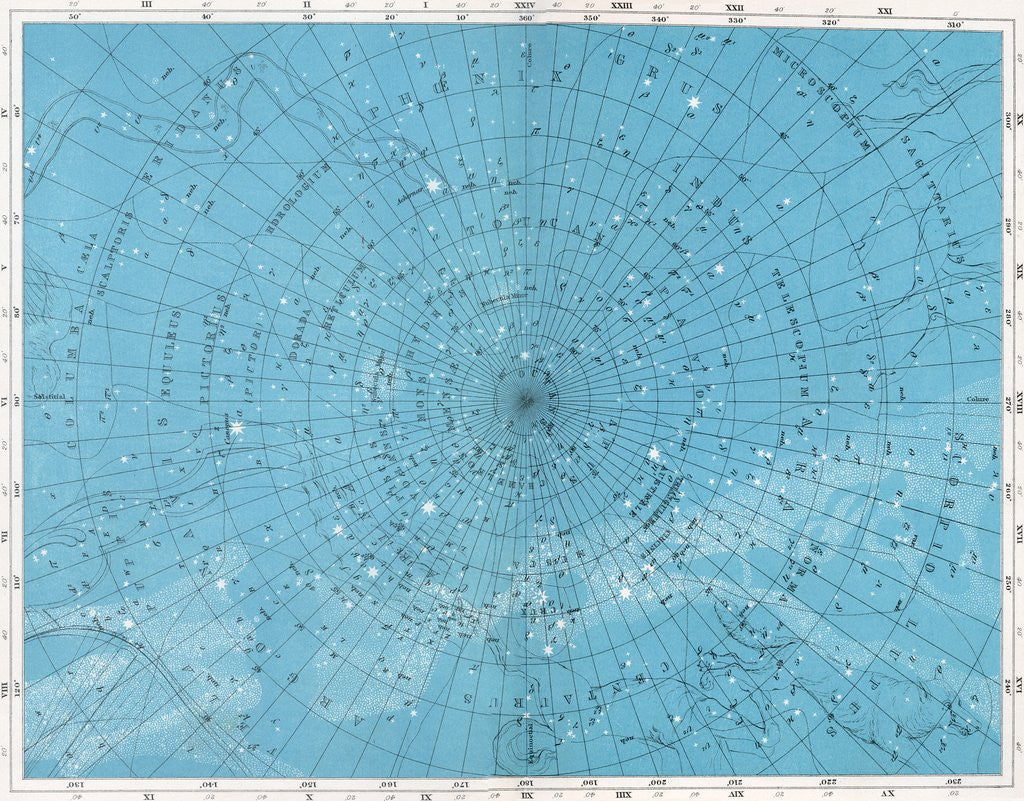 Detail of Star map with the South Pole, Phoenix, and Centaurus by Anonymous