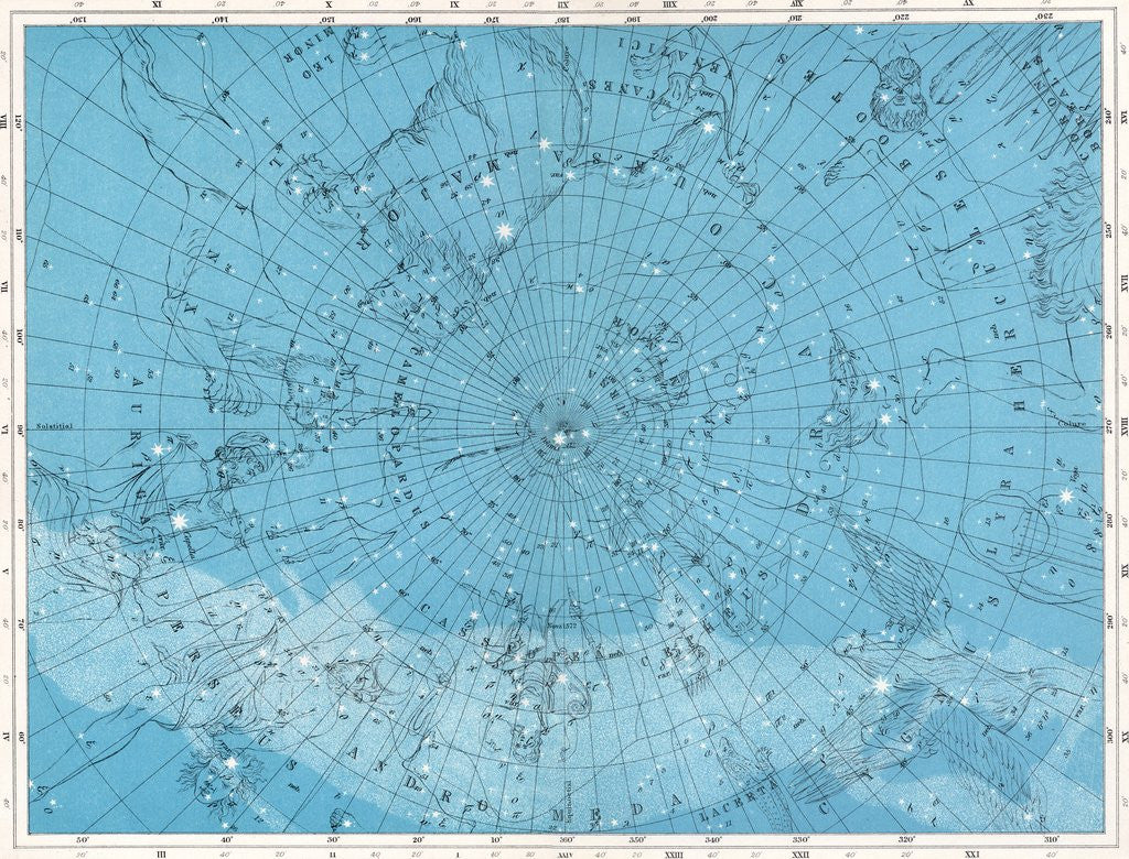 Detail of Star map with the North Pole, Andromeda, and Casseiopea by Anonymous