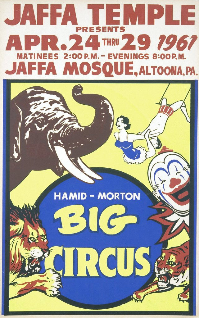 Detail of Vintage circus poster with animals and clown by Anonymous