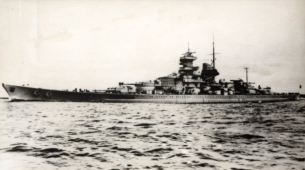 Detail of The German battleship Tirpitz at sea, early in World War II by Anonymous