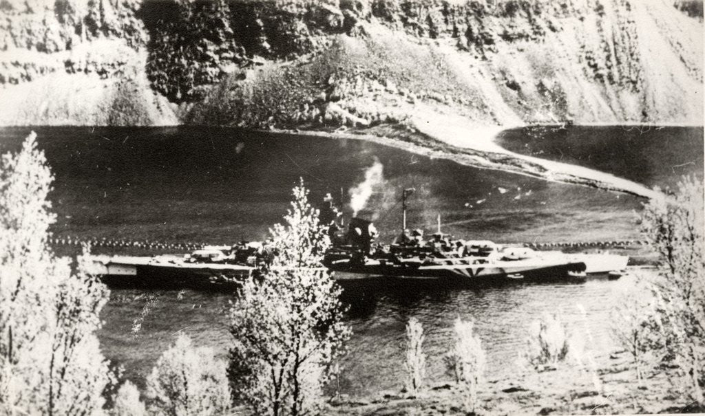 Detail of The German Battleship Tirpitz, probably photographed in a Norwegian Fjord by Anonymous