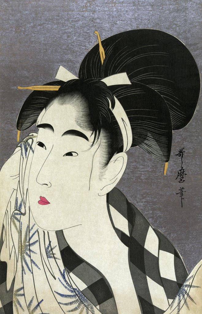 Detail of Ase o fuku onna (Woman Wiping Sweat) by Kitagawa Utamaro