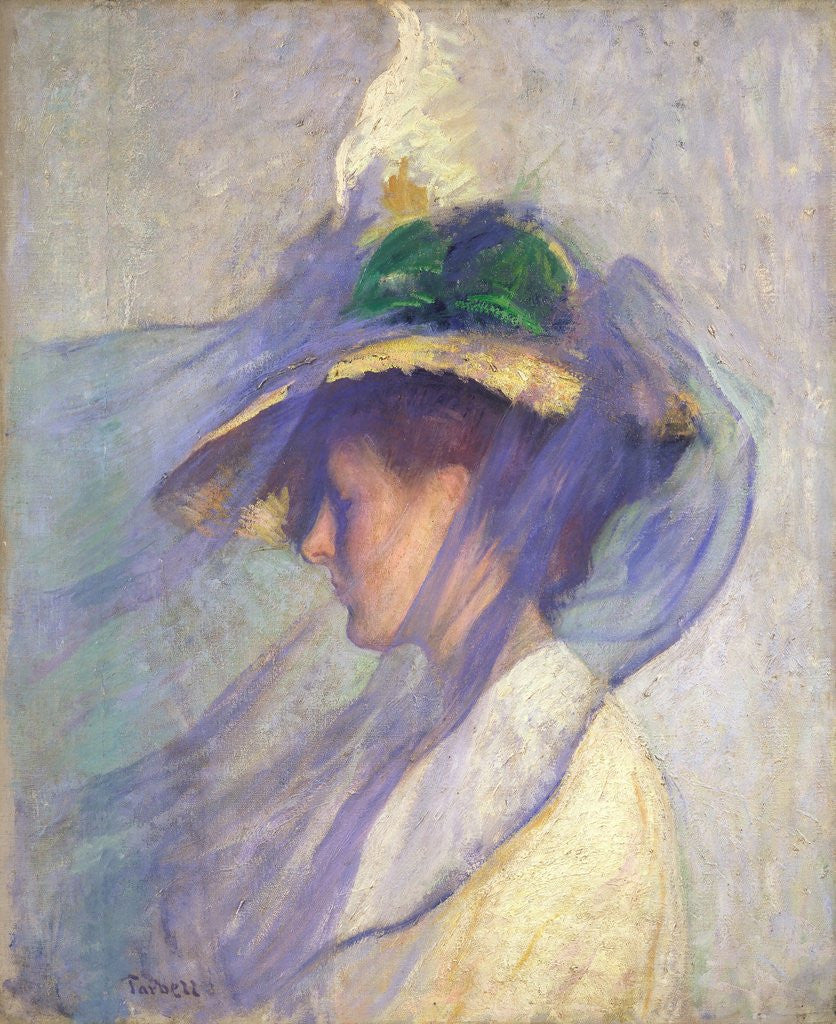 Detail of The Blue Veil by Edmund Charles Tarbell