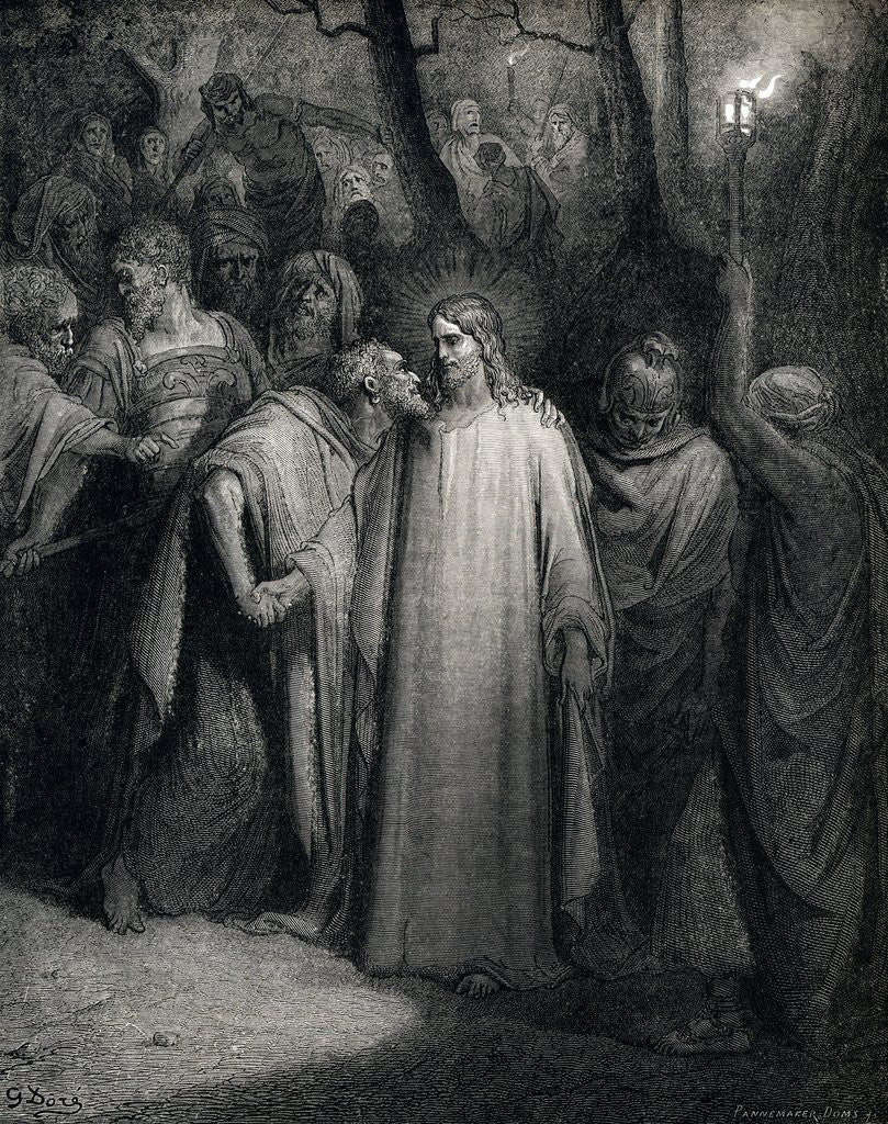 Detail of The Judas Kiss (Mark 14:45) by Gustave Dore
