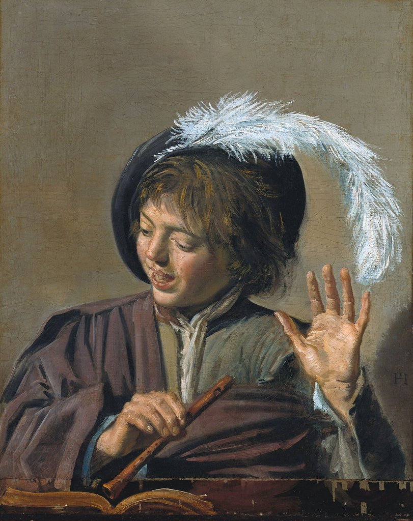 Detail of Singing Boy with a Flute by Frans Hals