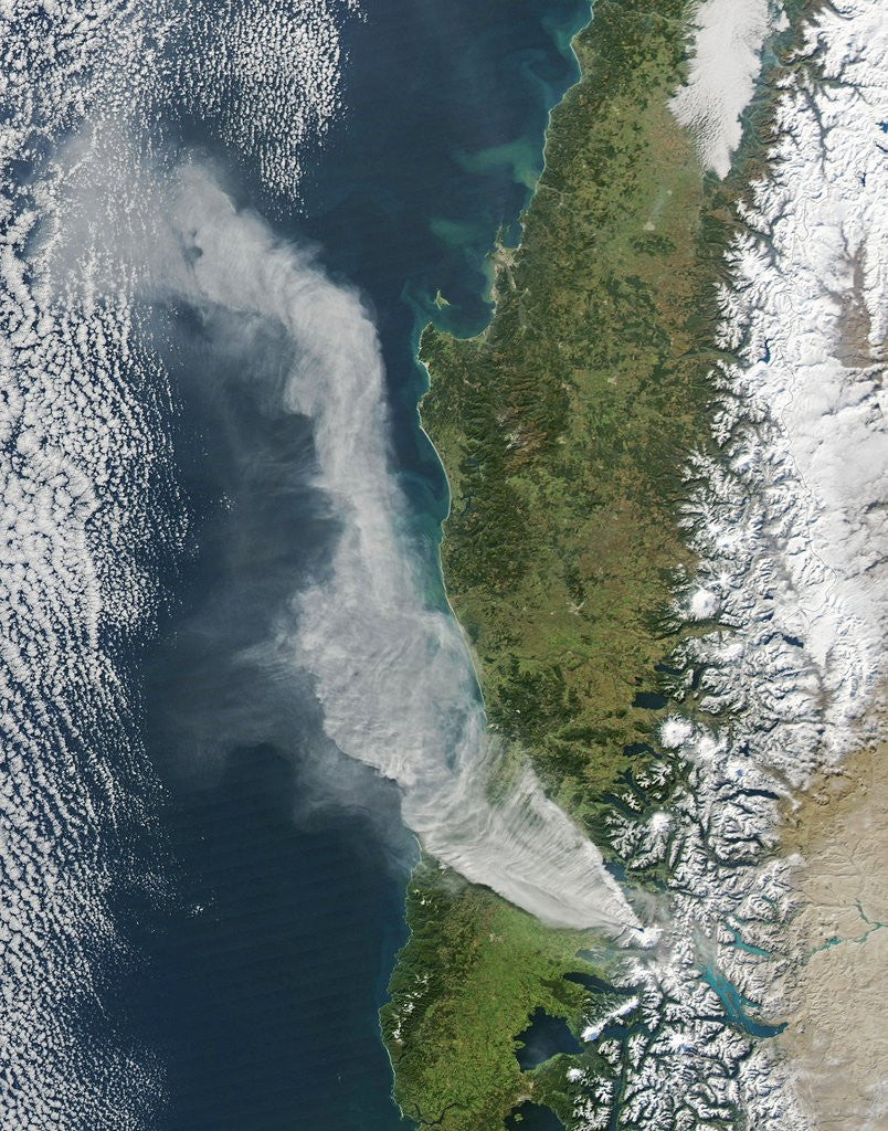 Detail of Satellite view of volcanic eruption at at Puyehue-CordÃ³n Caulle, Chile by Anonymous