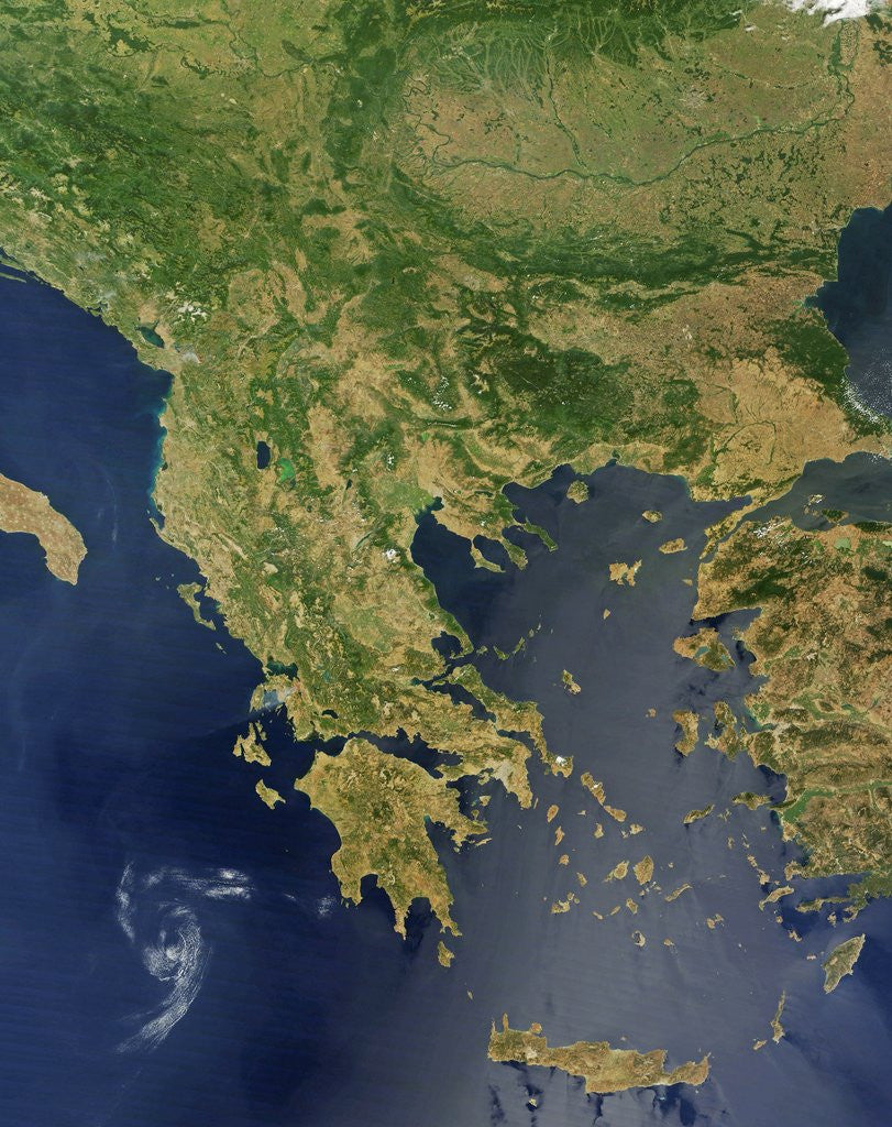 Detail of Satellite View of Greece by Anonymous