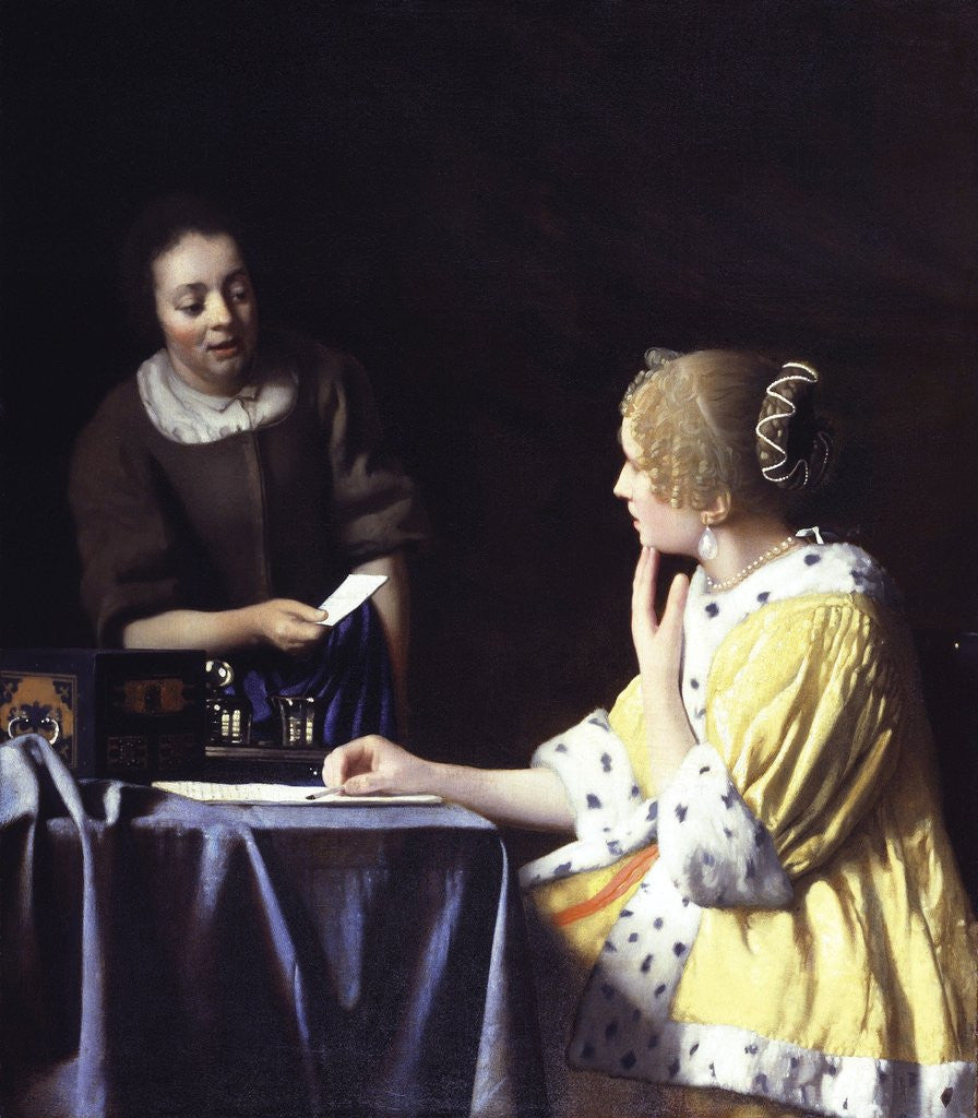 Detail of Lady with Her Maidservant Holding a Letter by Jan Vermeer