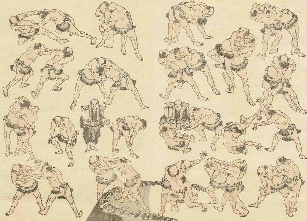 Detail of Sumo wrestlers by Katsushika Hokusai