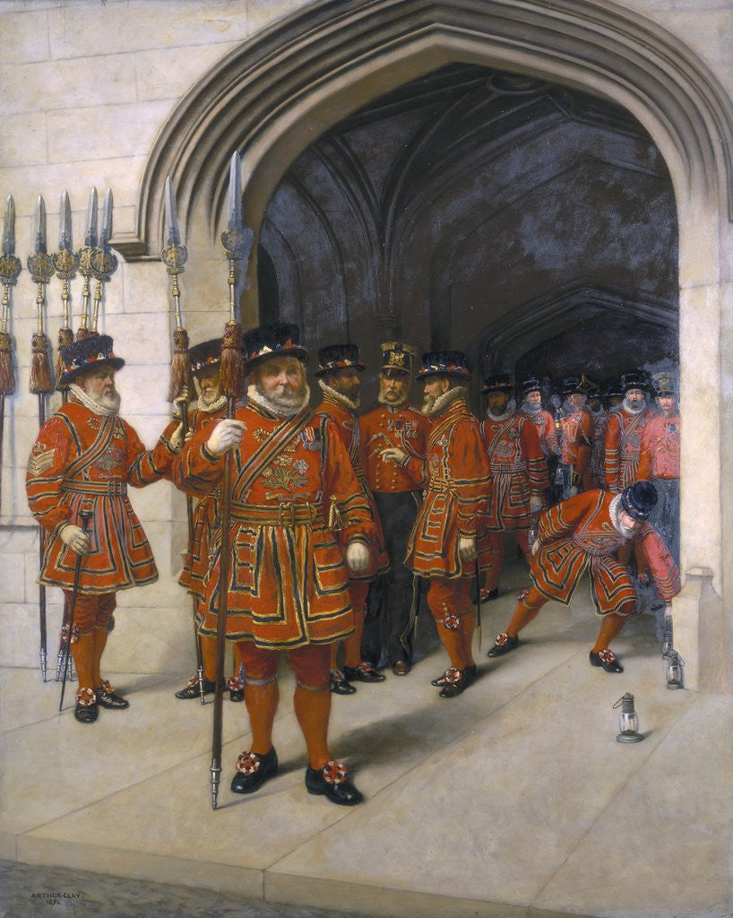 Detail of The Yeomen of the Guard Searching the Crypt of the Houses of Parliament by Sir Arthur Temple Felix Clay