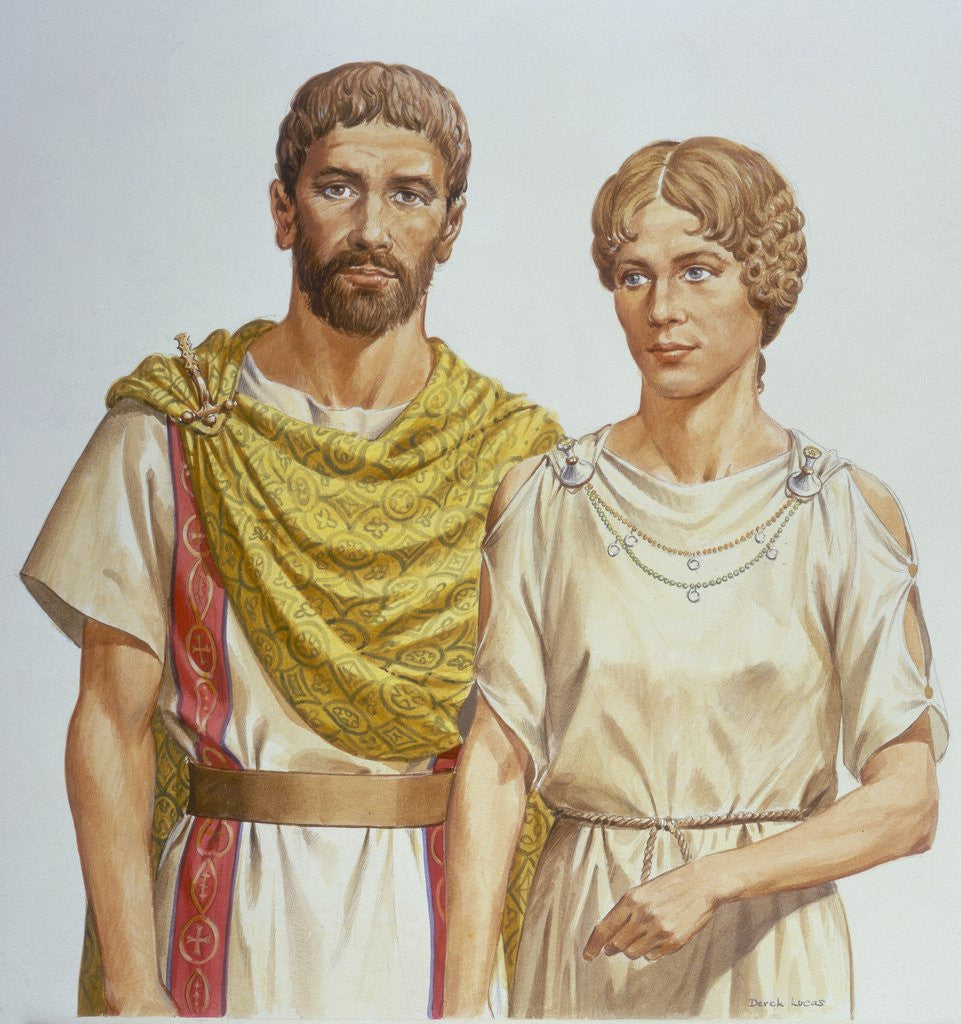Detail of Roman man and woman by Corbis