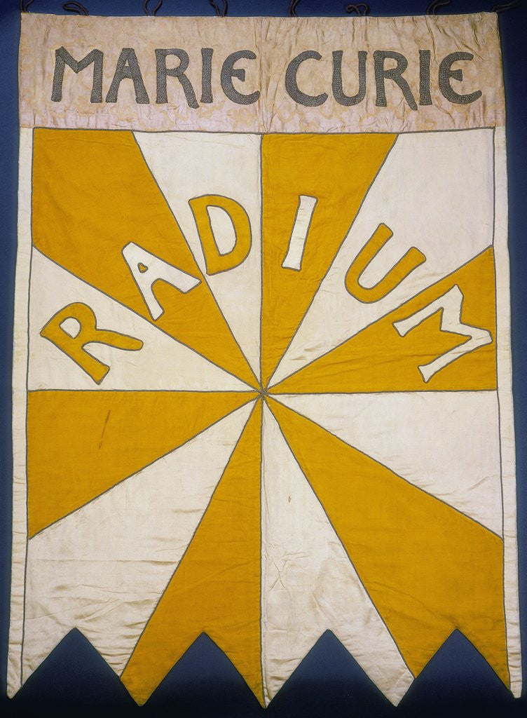 Detail of Marie Curie Radium banner by Corbis
