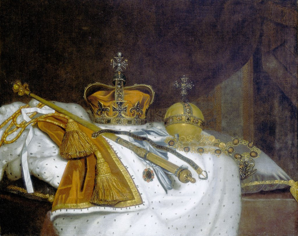 Detail of Still life showing regalia of Charles II by Anonymous