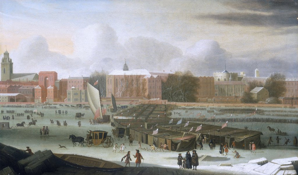Detail of A Frost Fair on the Thames at Temple Stairs by Abraham Hondius