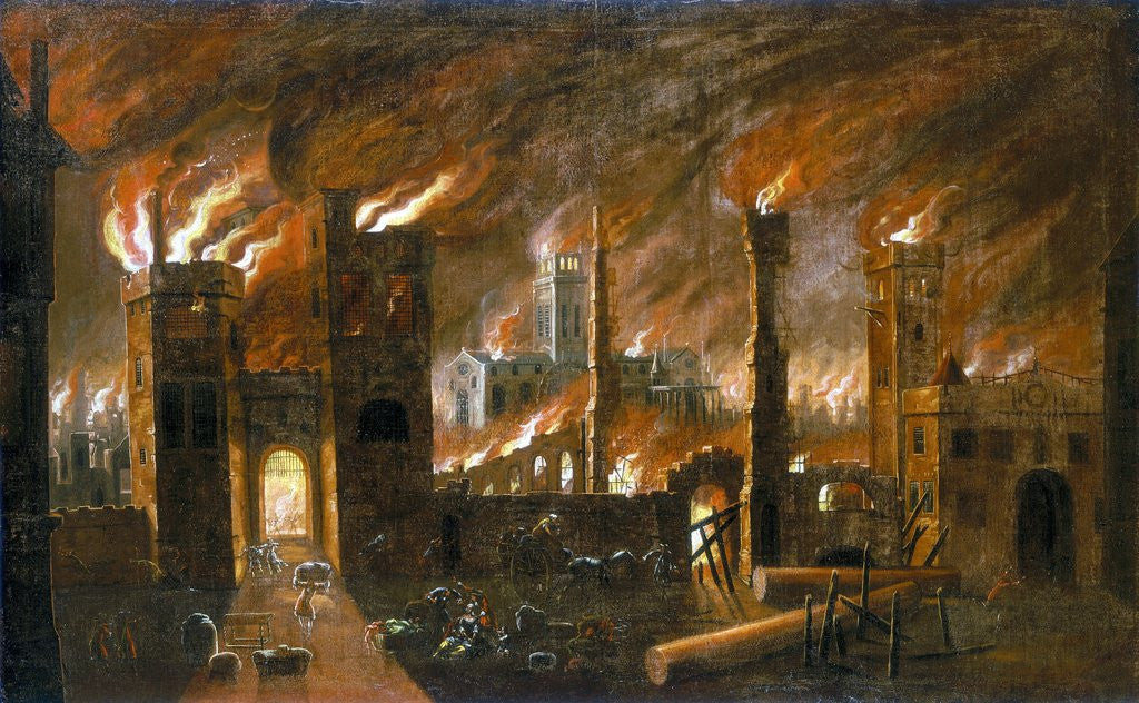 Detail of The Great Fire of London, 1666 by Anonymous