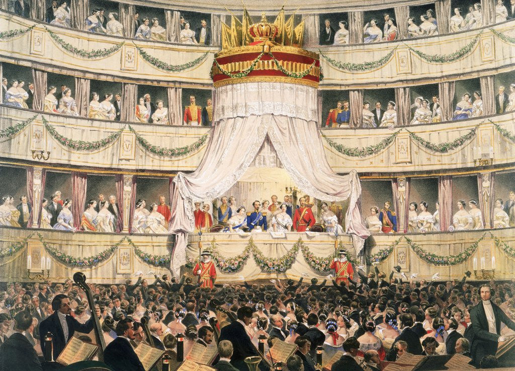 Detail of State visit to Royal Italian Opera, now the Royal Opera House, Covent Garden, London by Anonymous