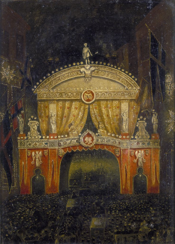 Detail of Temple Bar Illuminated for the Marriage of the Prince of Wales, 11 March 1863 by Anonymous