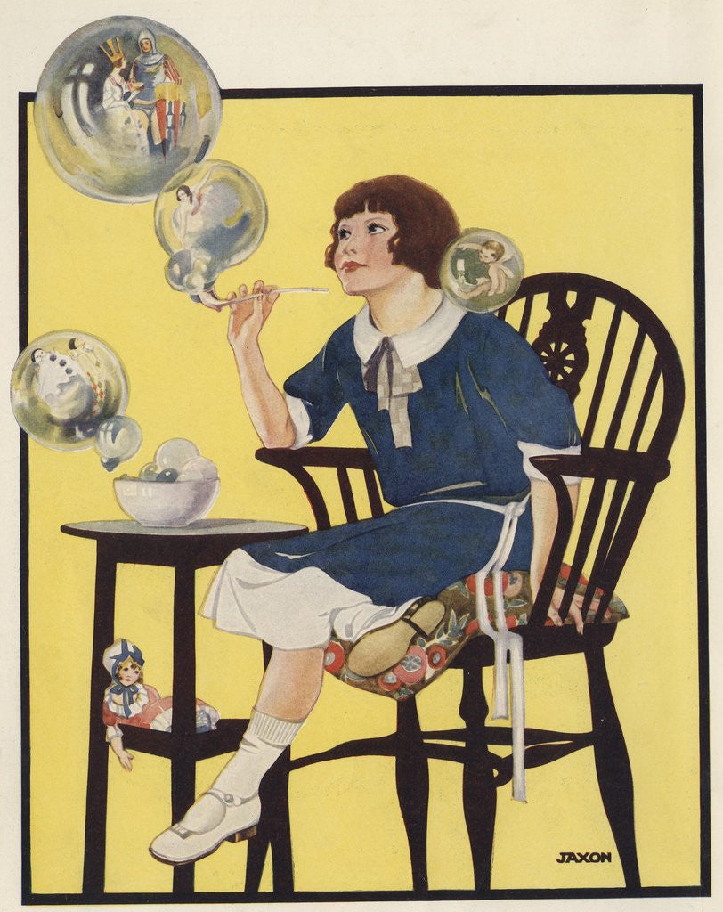 Detail of Little girl blowing bubbles by Anonymous